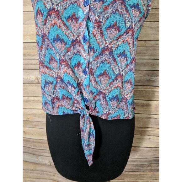 Lush Womens Small Sleeveless Tank Top Tie Bottom Blue Purple - Picture 3 of 6